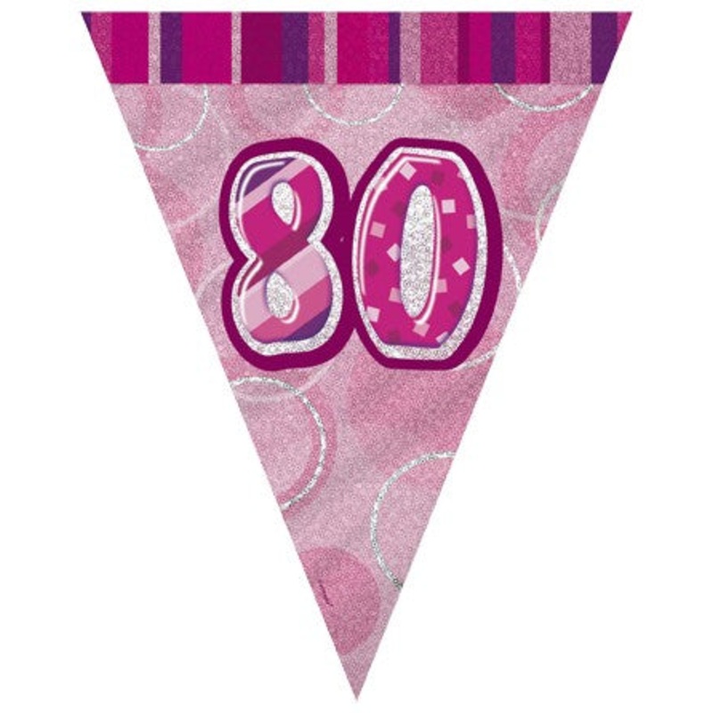 80th Pink Flag Banner