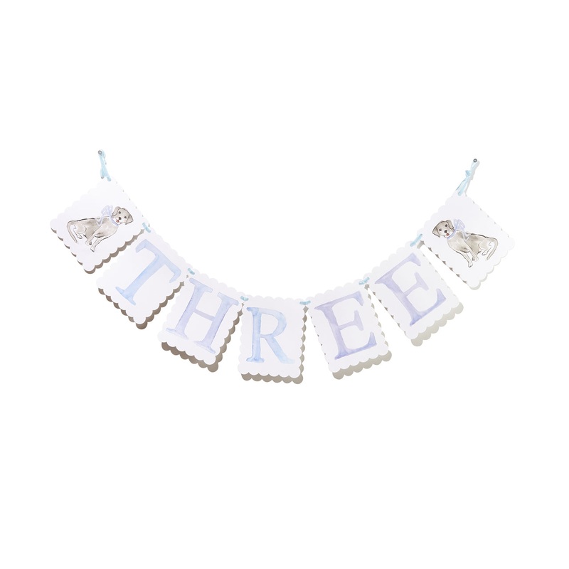 BLUE "THREE" BIRTHDAY BANNER