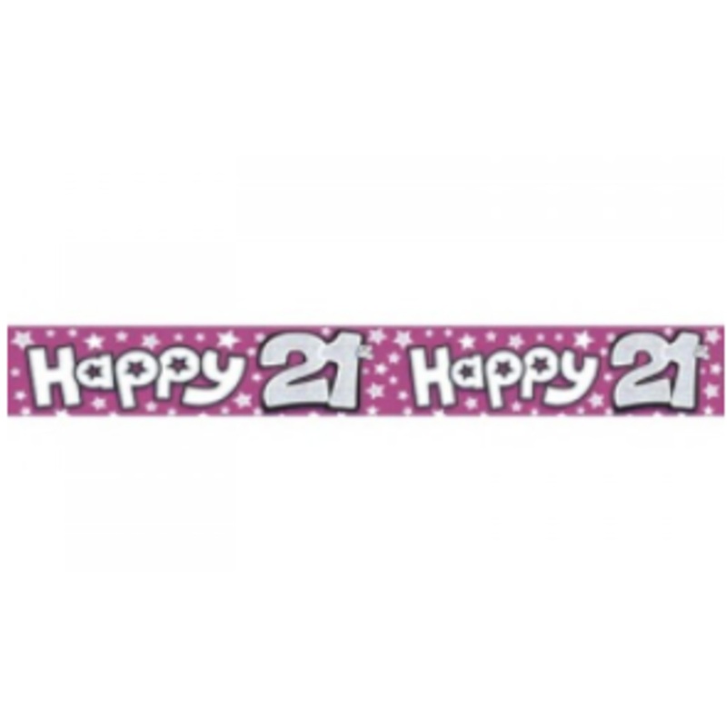 Foil Banner 21st Birthday Pink