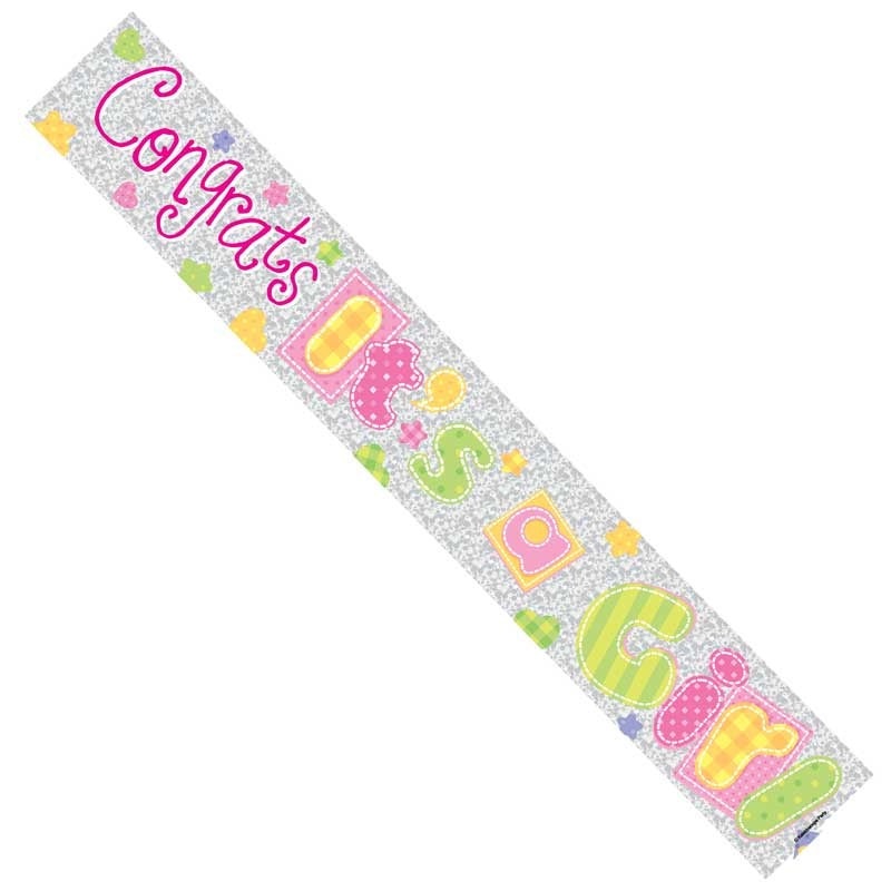 It's a Girl Holographic Banner