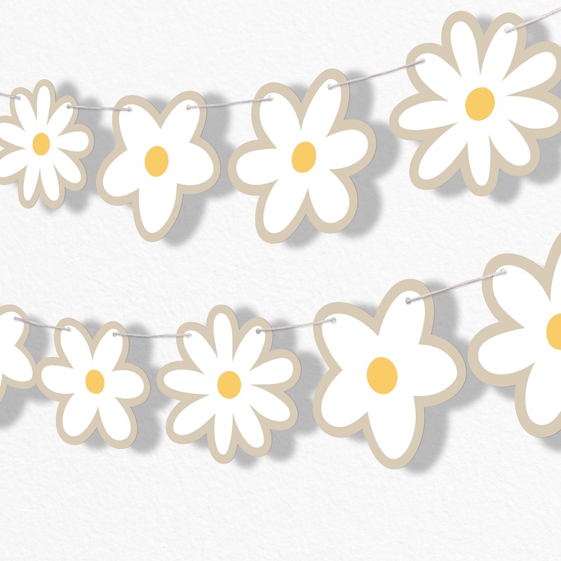 Tan Daisy Garland Banner - 15 Pc