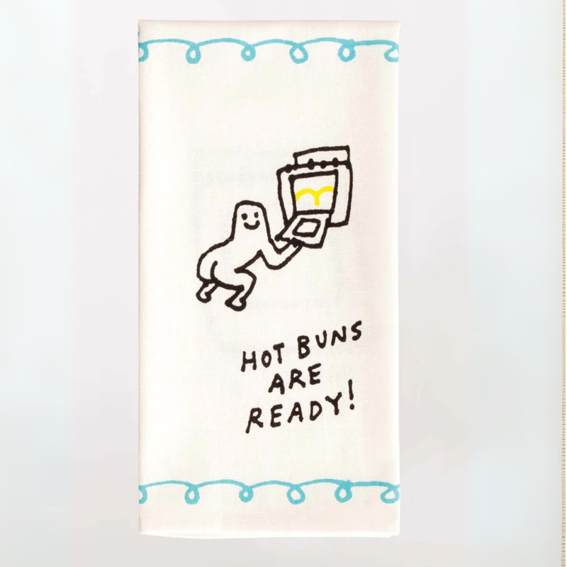 Blue Q Screenprinted Dish Towel 'Hot Buns Are Ready'