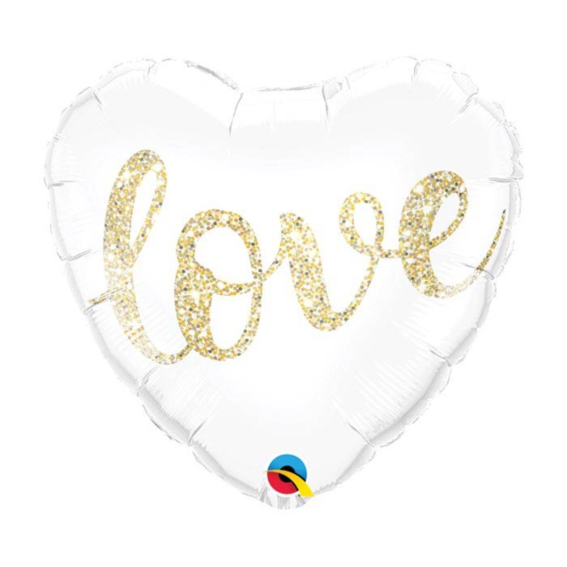 Glittering Gold Love Heart Foil Balloon