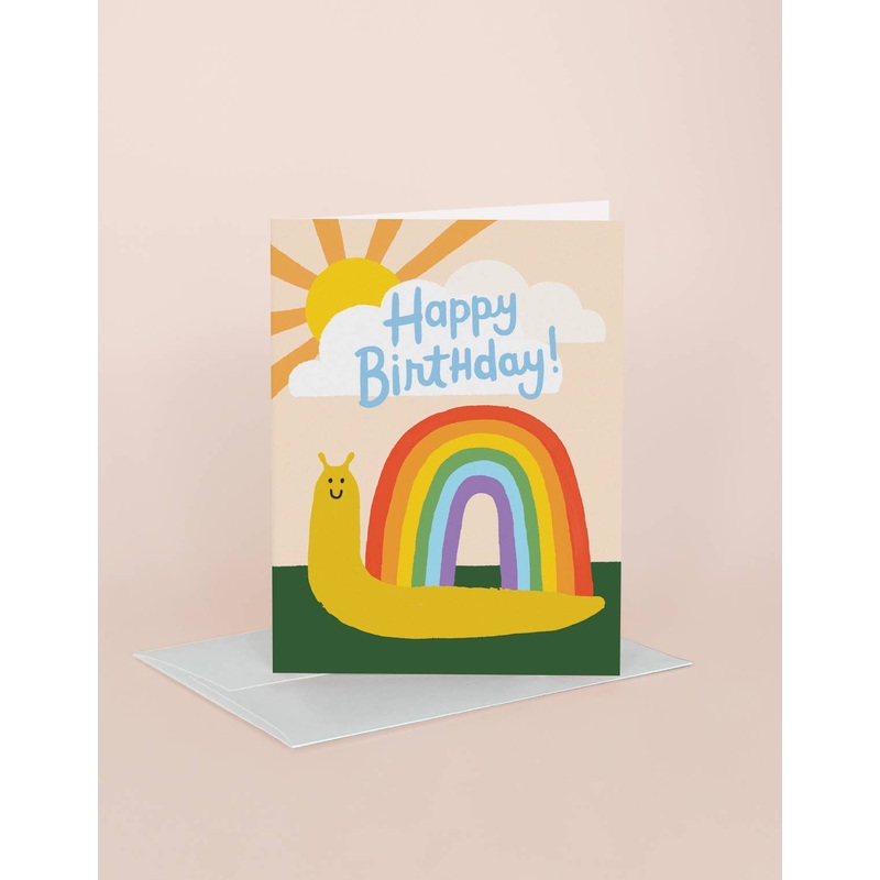 Snail Rainbow Birthday Greeting Card