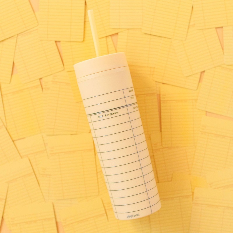 16 oz Library Card Tumbler - Yellow