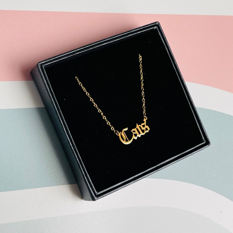 Cats Word Necklace  - Gold