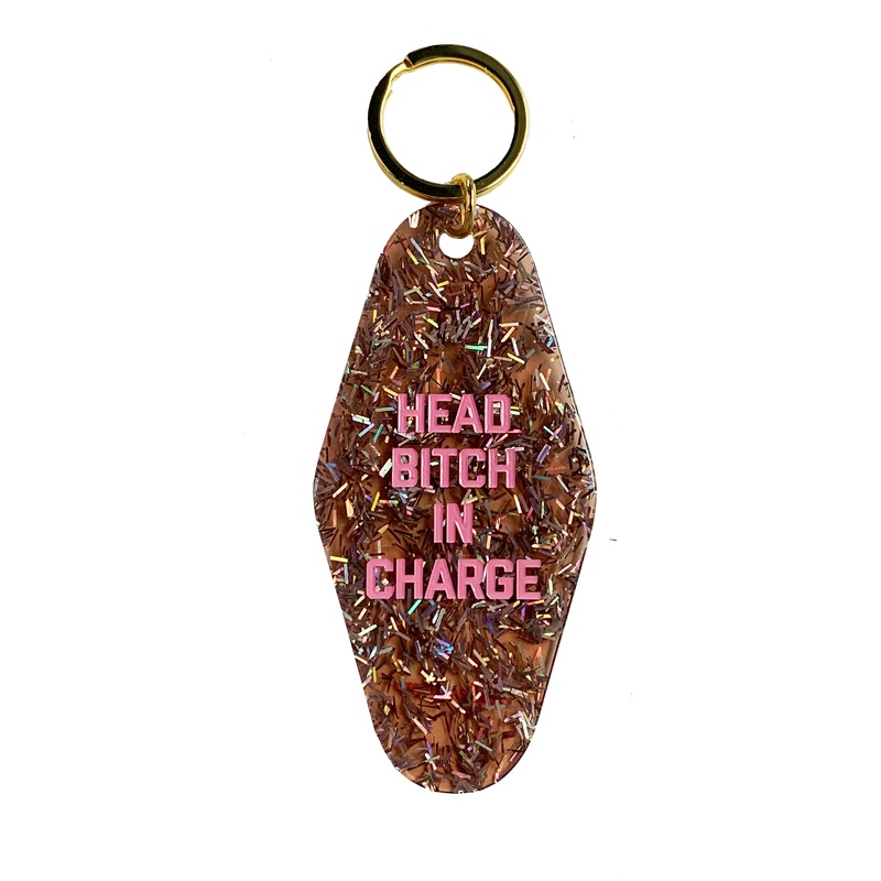 Head Bitch in Charge Motel Keytag - Confetti Glitter