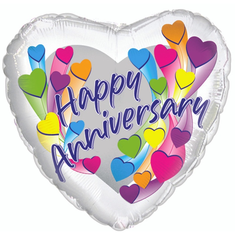 18in Foil Heart Happy Anniversary INFLATED #214104