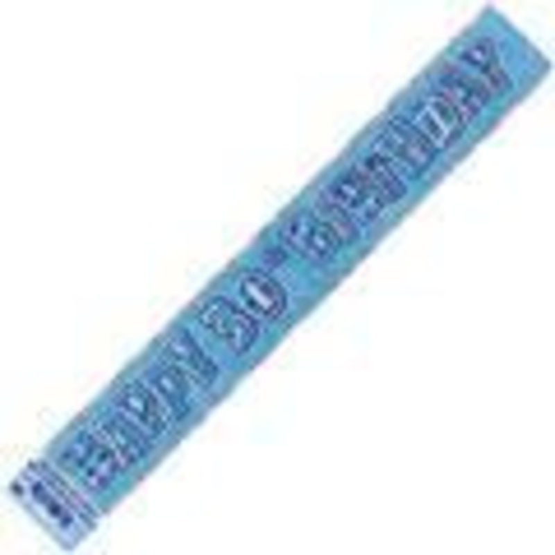 30th Birthday Banner Foil Glitz Blue