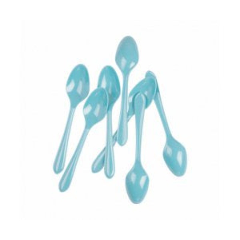 Baby Blue Reusable Plastic Cutlery Dessert Spoons 20pk