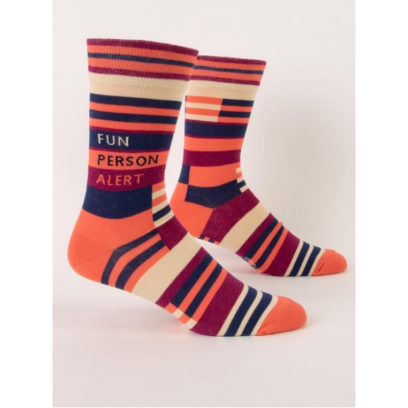 Blue Q Men's Crew Socks 'Fun Person Alert'