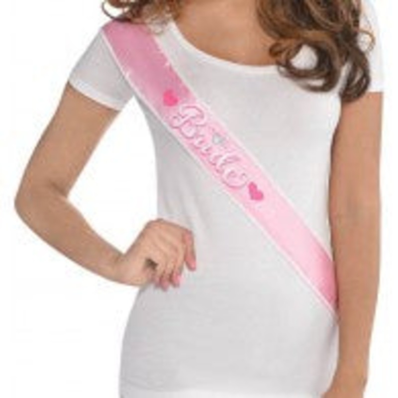 Bride Pink Satin Sash with Diamond