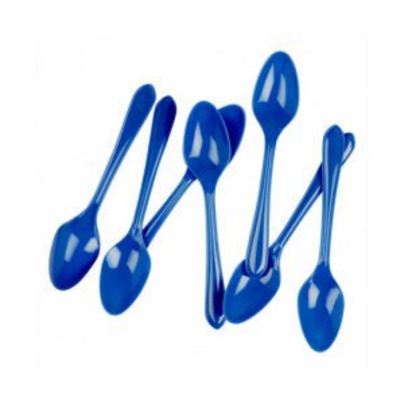 Dark Blue Reusable Plastic Cutlery Dessert Spoons 20pk