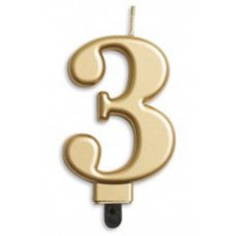 Gold Jumbo Candle Number 3 Three #431263