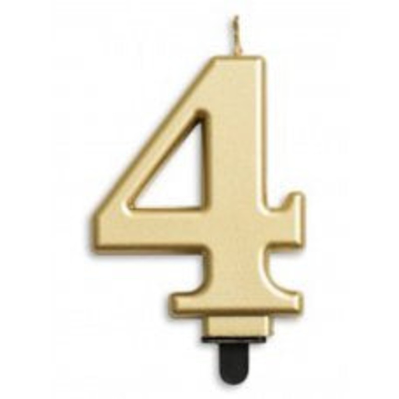 Gold Jumbo Candle Number 4 Four #431264