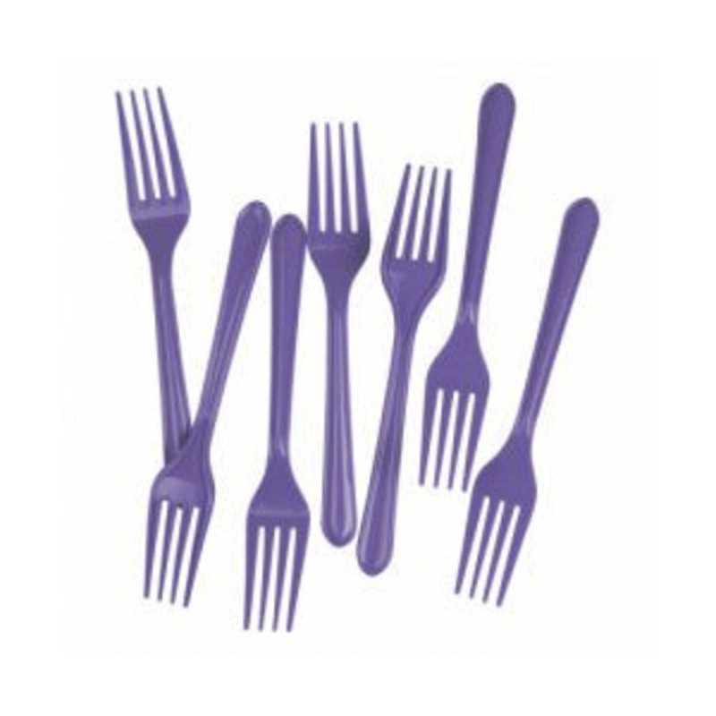 Lilac Reusable Plastic Cutlery Forks 20pk