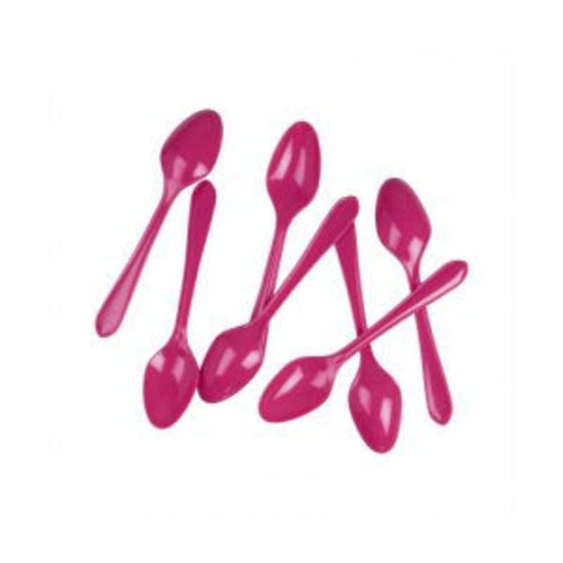 Magenta Reusable Plastic Cutlery Dessert Spoons 20pk