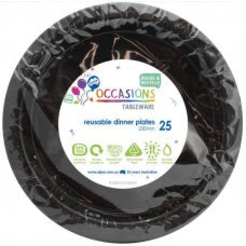 Reusable Black Dinner Plate Pack 20 #382158