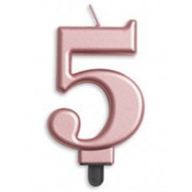 Rose Gold Jumbo Candle Number 5 #431275