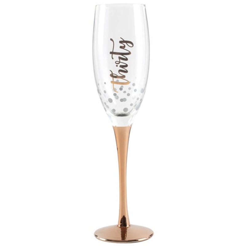 Thirty 30 ROSE GOLD STEM CHAMPAGNE GLASS #BG1282