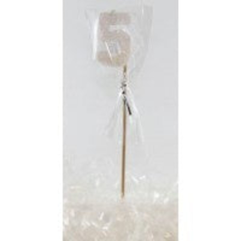 Candle White Glitter Number 5