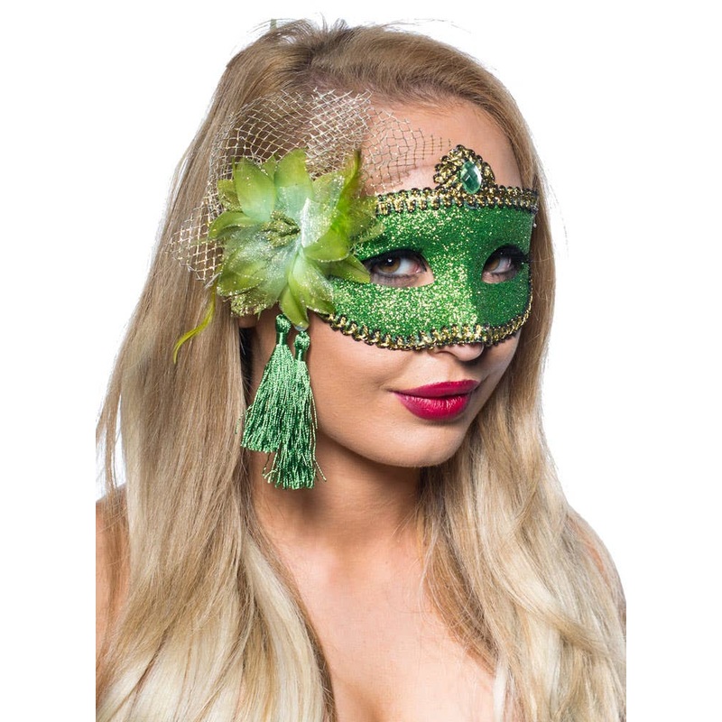 Celebration Green Glitter Masquerade Mask