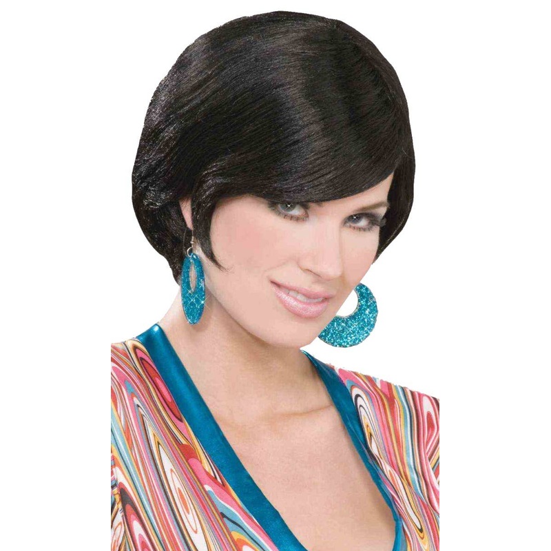 Classic Black Mod Bob Womens Costume Wig
