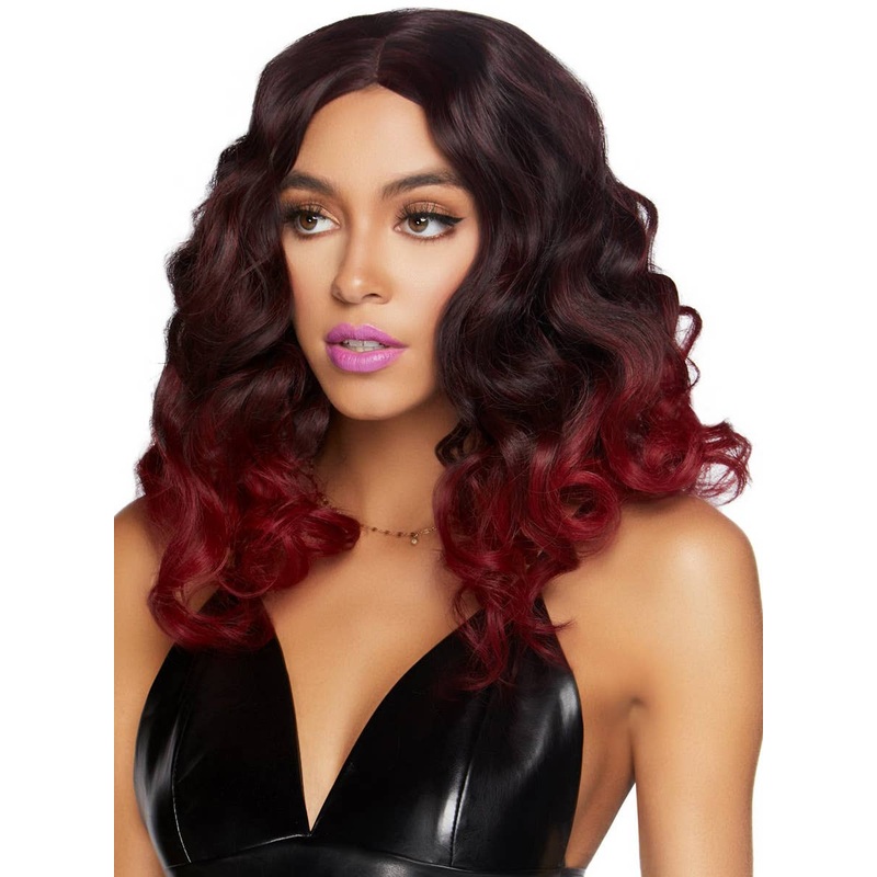 Curly Womens Burgundy Ombre Bob Costume Wig