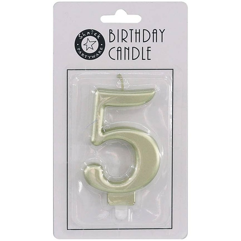 Gold 9cm Number 5 Birthday Candle