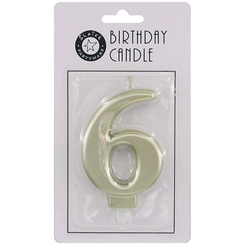 Gold 9cm Number 6 Birthday Candle
