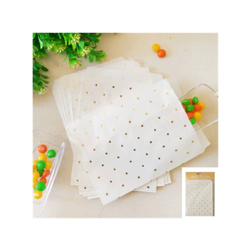 Gold and White Polka Dot 10 Pack Paper Favour Bags