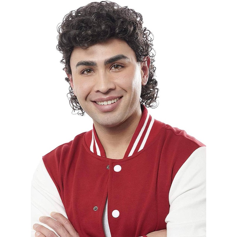 High School Jock Mens Curly Brown 1950s Costume Wig