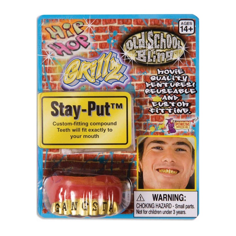 Hip Hop Gangsta Gold Grillz Costume Teeth