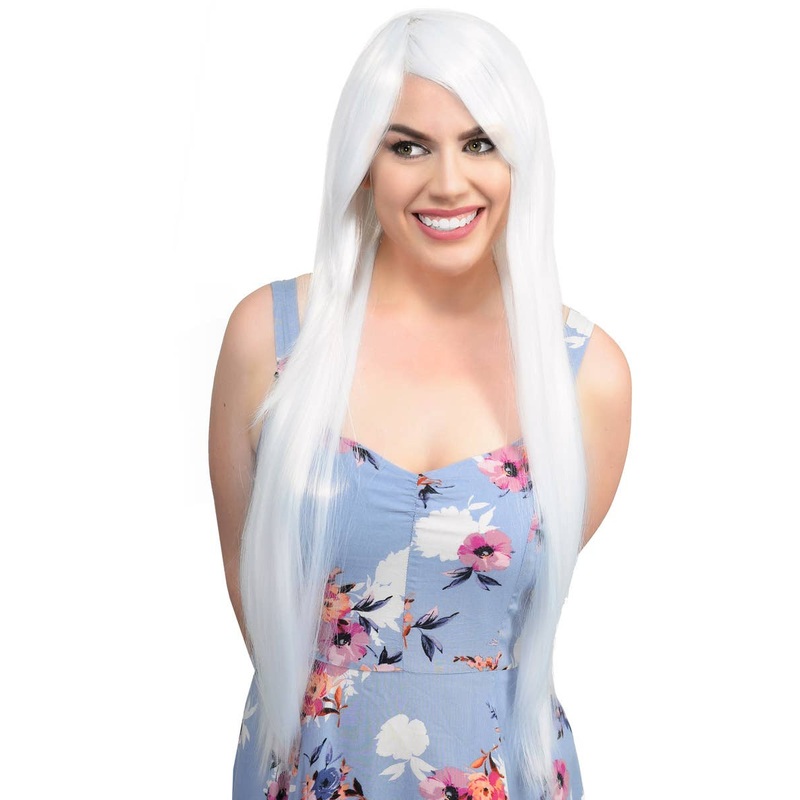 Isabelle Womens Long Straight White Costume Wig