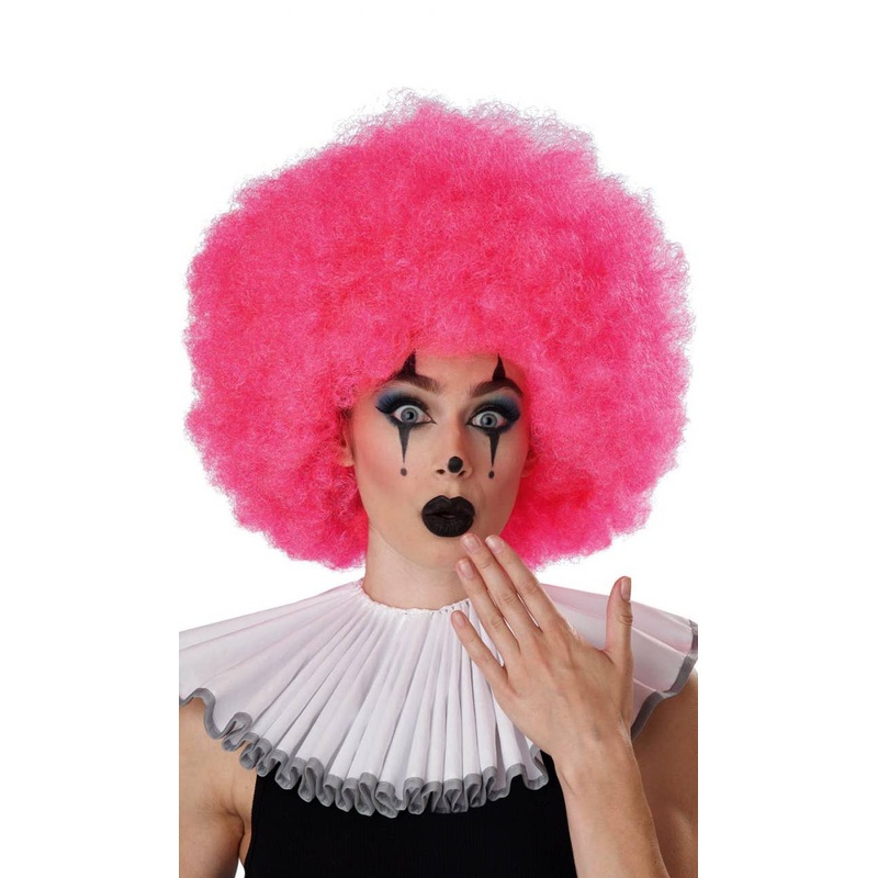 Jumbo Hot Pink Afro Clown Costume Wig