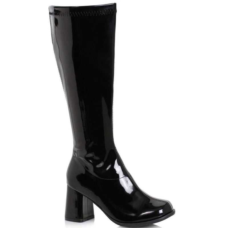 Knee High Black Wide Calf 1970s Go Go Costume Boots