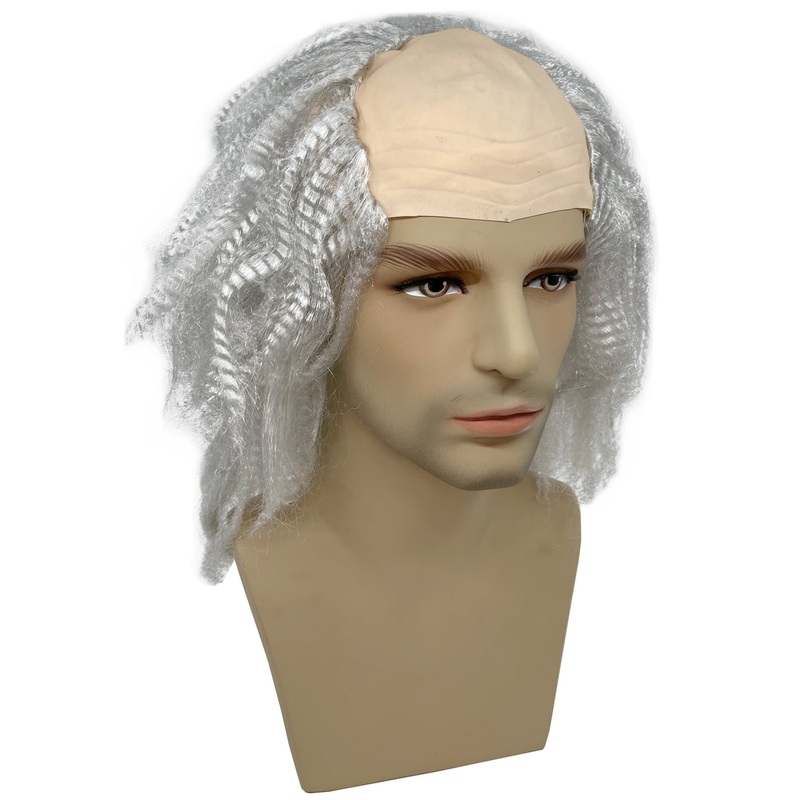 Mad Scientist Mens Grey Costume Wig With Bald Top