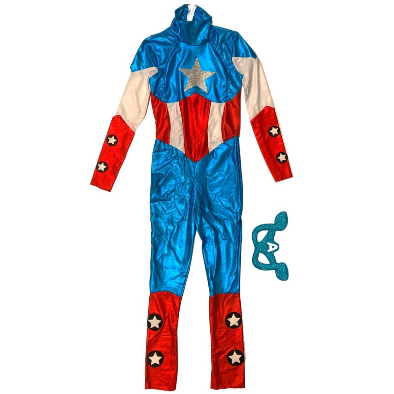 Metallic American Dream Superhero Womens Costume Jumpsuit - Size X-Small
