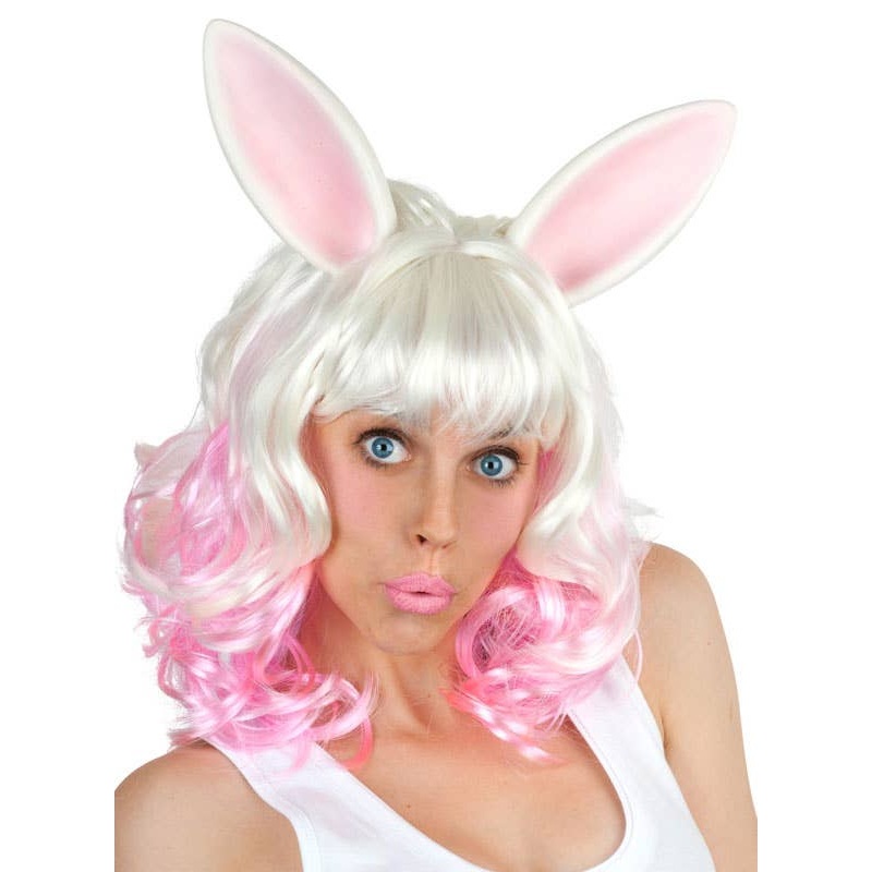 Miss Bunny Womens Pink and White Costume Wig