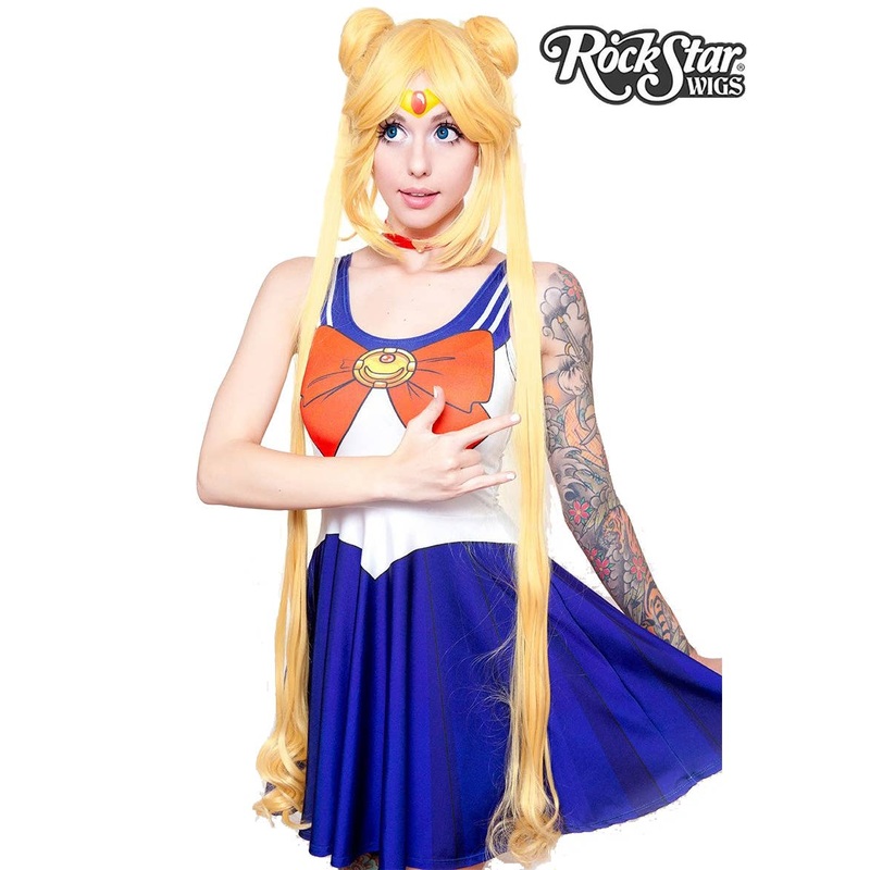 Sailor Moon Deluxe Womens Long Blonde Cosplay Wig