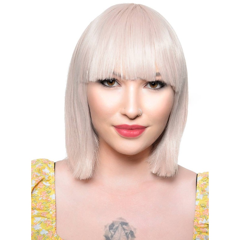 Short Champagne Blonde Heat Resistant Bob Fashion Wig with Fringe