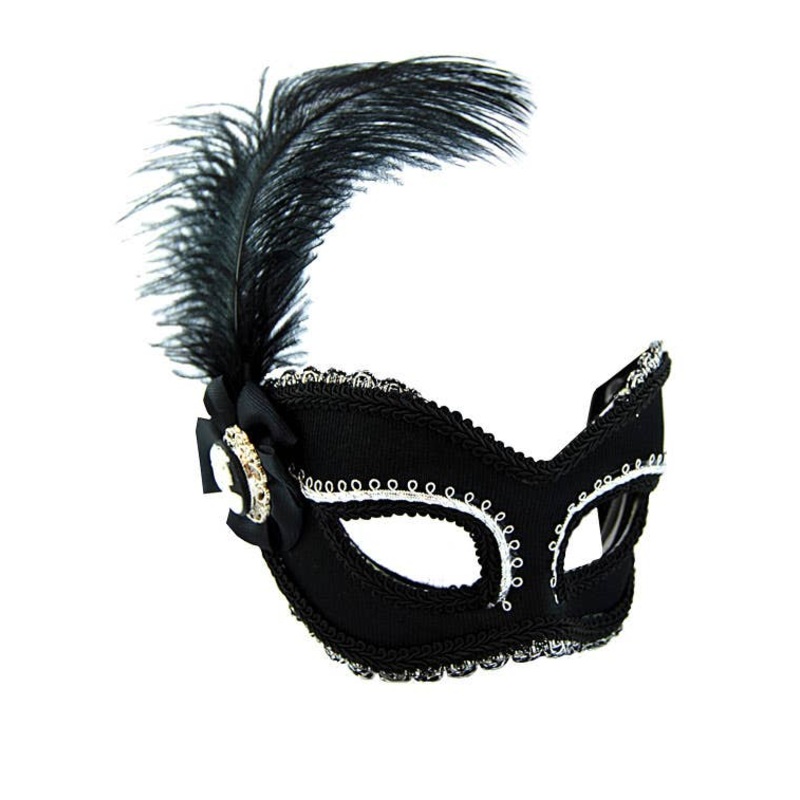 Skull Cameo Black Masquerade Mask on Glasses Arms