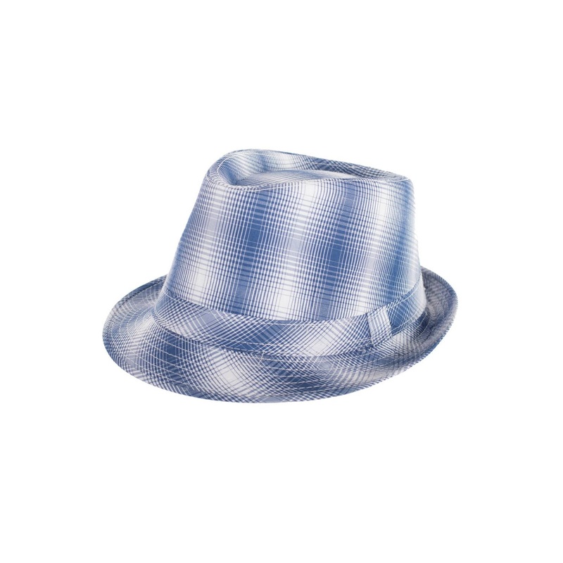 1960s Blue And White Plaid Trilby Hat