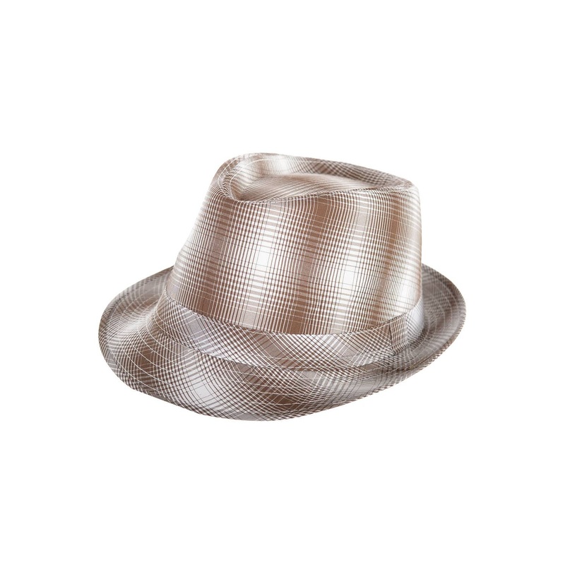 1960s Brown And White Plaid Trilby Hat