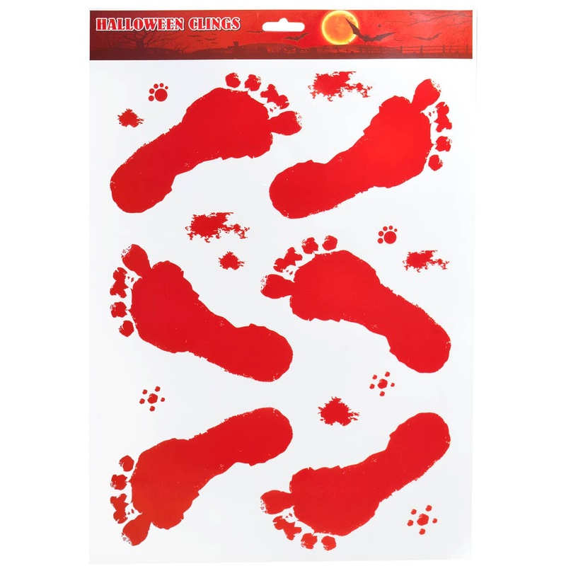 Bloody Foot Prints Window Clings Halloween Decoration