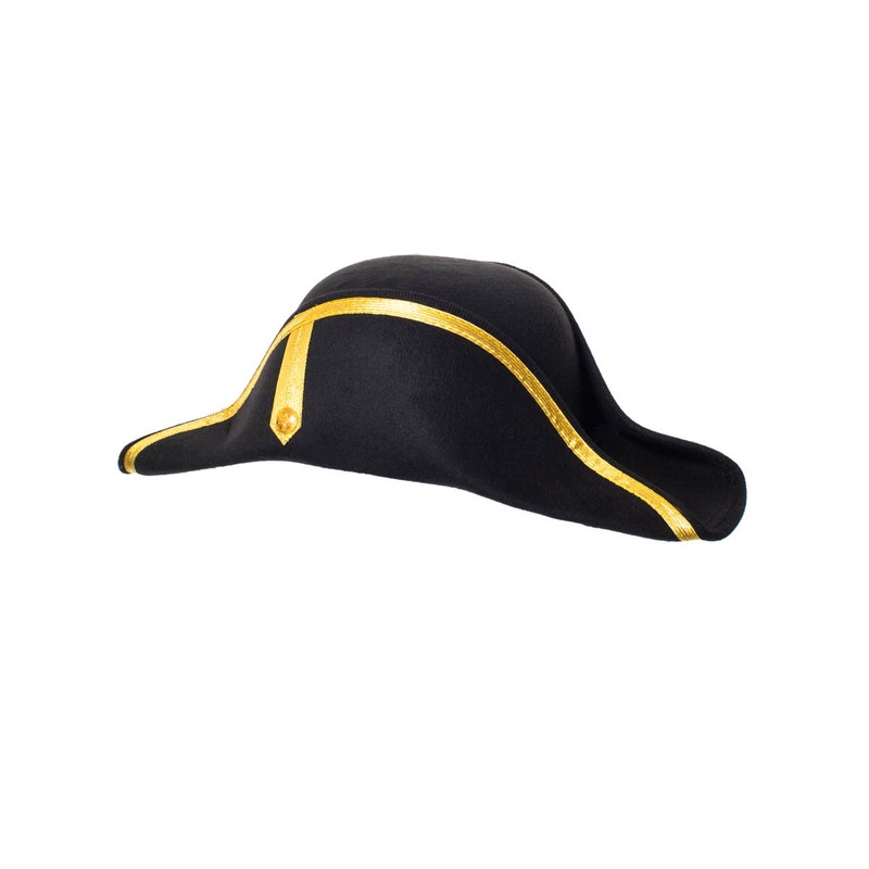 Colonial Admiral Black and Gold Costume Hat