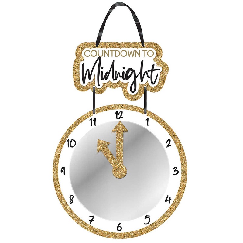 Countdown To Midnight Gold Glitter New Years Eve Decoration