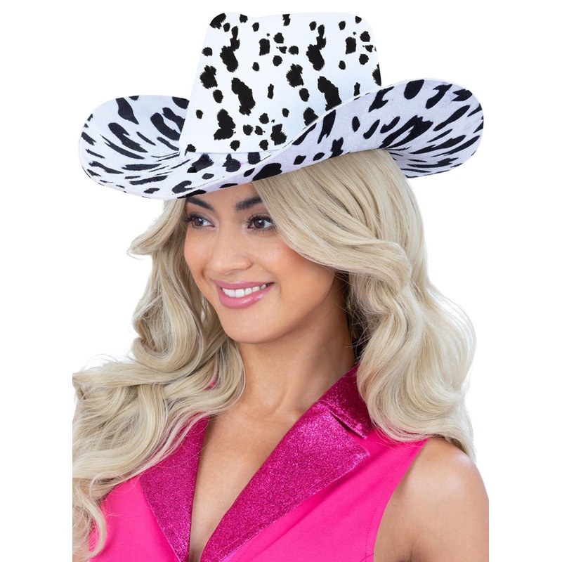 Cow Print Black and White Womens Cowgirl Hat