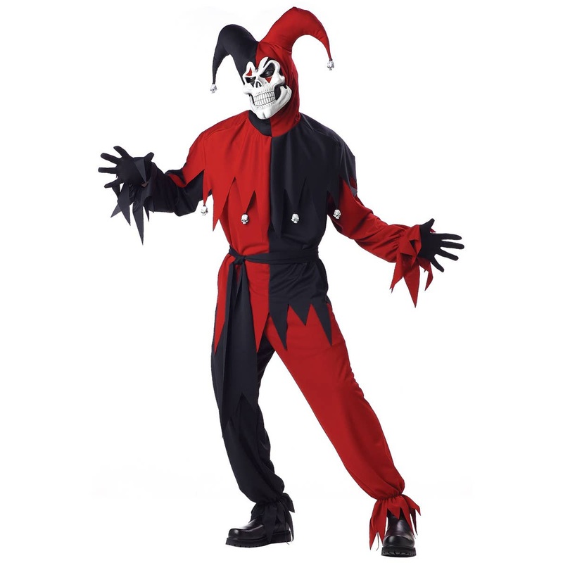 Evil Court Jester Mens Fancy Dress Halloween Costume