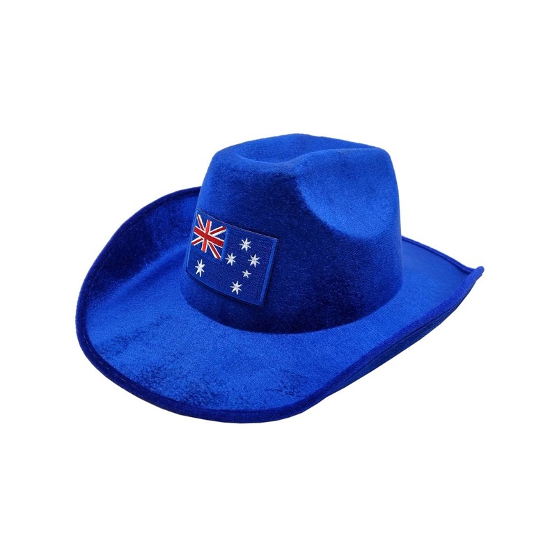 Flocked Blue Australia Day Cowboy Hat